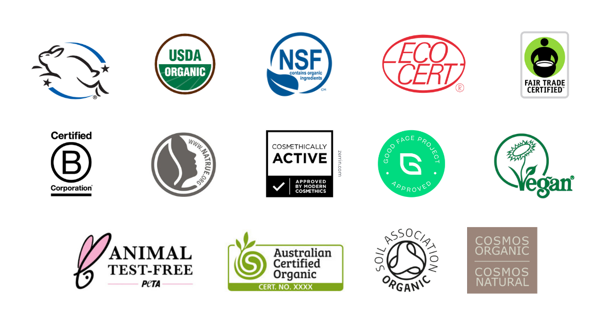 Beauty certification logos